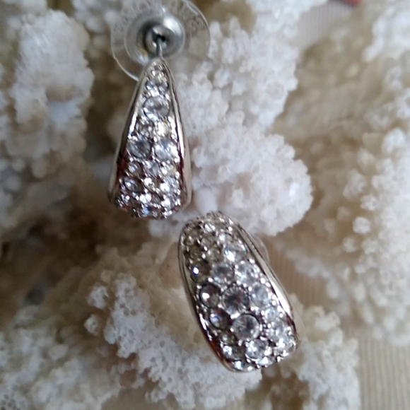 SWAROVSKI HUGGIE HOOP EARRINGS - Picture 1 of 6
